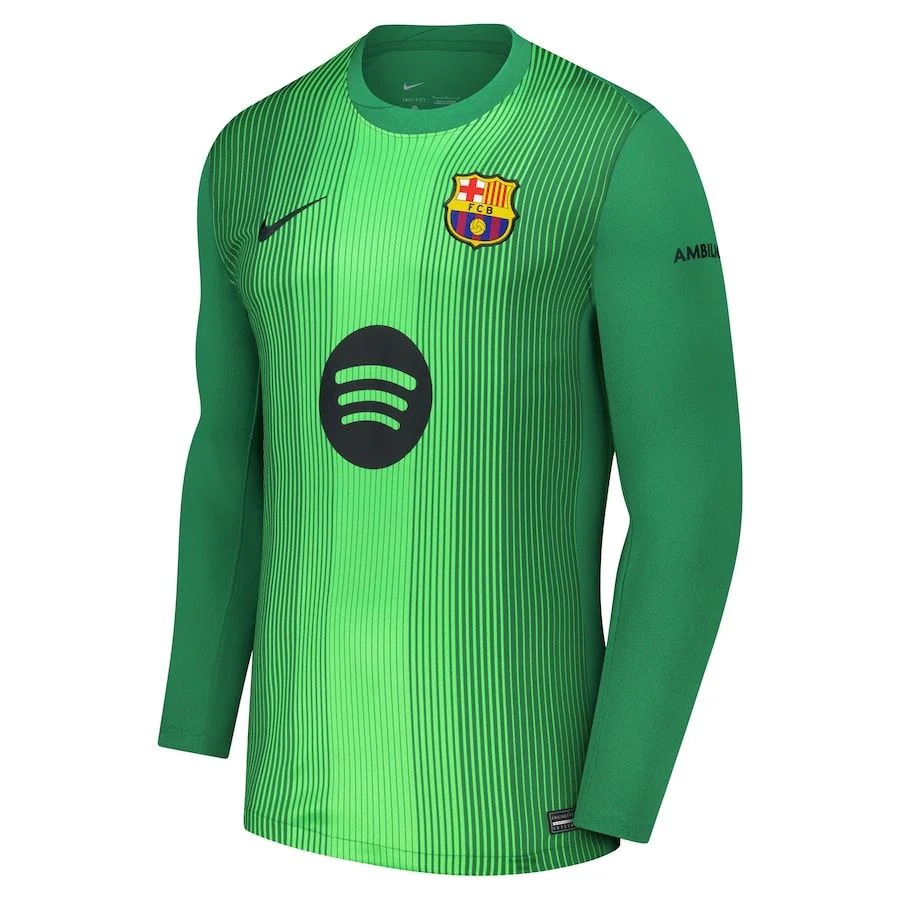 Maillot Barca Gardien Homme Manches Longues 2025 2026 Vert